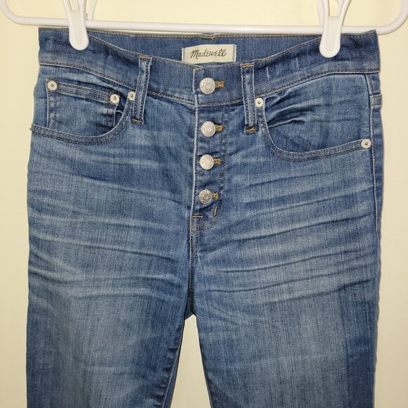 Madewell Cali Demi Boot Cut Jeans Chewed Hem Edition Medium Wash Women's Size 25 - Picture 3 of 13
